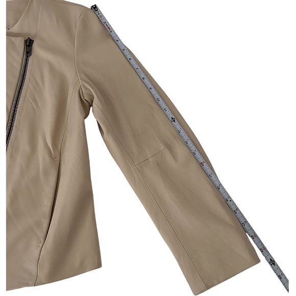 Vince Cream Lamb Leather Moto Jacket Large $995 Retail - Picture 10 of 14